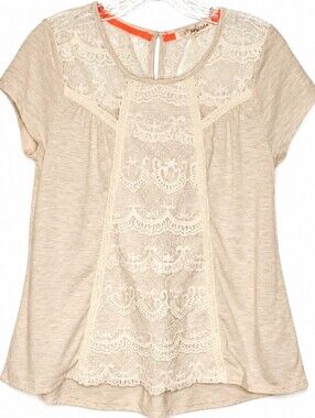Rewind Lace Panel Blouse Size Medium Lace Short Sleeve Top Casual Chic Cottage